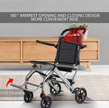 Load image into Gallery viewer, Ultralight Transport Wheelchair, Folding Portable Boarding Travelling with Hand Brake-For Adults & Seniors