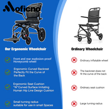 Load image into Gallery viewer, Moficno Ultra Lightly Folding Manual Travel Wheelchair for Disabled and Elderly-with telescopic handle carry on a Air plane