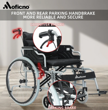 Load image into Gallery viewer, Moficno 56CM Wide Foldable Lightweight Wheelchair for Adult 300lbs Heavy-Duty Folding Transport Self-Propelled