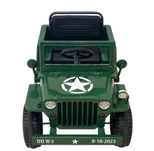 Load image into Gallery viewer, Kids Military Style Electric Jeep 4x4 Ride-On – 12V with Shovel