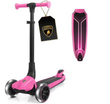 Load image into Gallery viewer, Lamborghini Kids Scooter for Ages 3-7, 3 Wheel Scooter with Light Up Wheels and LED Tray, Adjustable Height