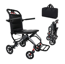 Load image into Gallery viewer, MOFICNO Ultra-Light Foldable Aluminium Wheelchair – Compact Travel Chair for Elderly