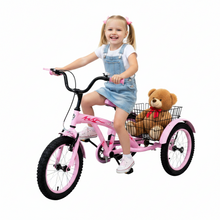 Load image into Gallery viewer, Cute Girl 3-Wheel Kids Outdoor Tricycle with Storage Basket Age 4-7 Years pink