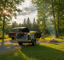 Load image into Gallery viewer, Mini RV Teardrop Adventure Trailer – Bathroom-Equipped Caravan for Weekend Getaways