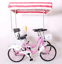 Load image into Gallery viewer, Surrey Quadricycle paddle driving Tandem Bike with two seats canopy roof