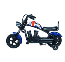 Load image into Gallery viewer, Kids Harley Style Electric Scooter With Training wheels– 180W Motor, 24V 5.2Ah 25Kmh Speed, 10–12KM Range, Age 3-10