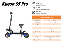 Load image into Gallery viewer, Kugoo S5 Pro Electric Scooter 54V 13Ah 500W