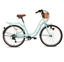 Load image into Gallery viewer, Mogoo Florida Vintage 6 Speed City Bike With Front Basket, 24"-26" Age 12 Years+ Unisex