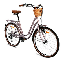 Load image into Gallery viewer, Mogoo Florida Vintage 6 Speed City Bike With Front Basket, 24"-26" Age 12 Years+ Unisex