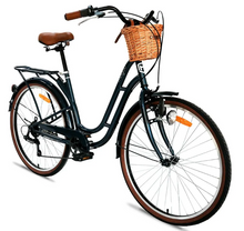 Load image into Gallery viewer, Mogoo Florida Vintage 6 Speed City Bike With Front Basket, 24"-26" Age 12 Years+ Unisex