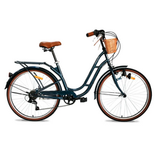 Load image into Gallery viewer, Mogoo Florida Vintage 6 Speed City Bike With Front Basket, 24"-26" Age 12 Years+ Unisex
