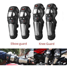 Load image into Gallery viewer, Pro-X Alloy Stainless Steel Knee Elbow Guard, Flexible Breathable Adjustable Knee Protector for Bikers Riders Black