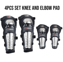 Load image into Gallery viewer, Pro-X Alloy Stainless Steel Knee Elbow Guard, Flexible Breathable Adjustable Knee Protector for Bikers Riders Black