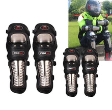 Load image into Gallery viewer, Pro-X Alloy Stainless Steel Knee Elbow Guard, Flexible Breathable Adjustable Knee Protector for Bikers Riders Black