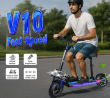 Load image into Gallery viewer, NEW V10 Electric Scooter 1200W 48V 12Ah Range 20-40Km Fast with Triple LED Headlamps Base LED Lights