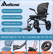 Load image into Gallery viewer, Moficno Ultra Lightly Folding Manual Travel Wheelchair for Disabled and Elderly-with telescopic handle carry on a Air plane
