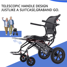 Load image into Gallery viewer, Ultra Lightly Folding Manual Travel Wheelchair for Disabled and Elderly with Telescopic Handle
