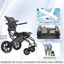Load image into Gallery viewer, Ultra Lightly Folding Manual Travel Wheelchair for Disabled and Elderly with Telescopic Handle
