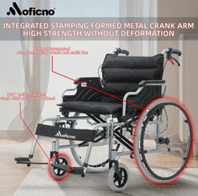 Load image into Gallery viewer, Moficno 56CM Wide Foldable Lightweight Wheelchair for Adult 300lbs Heavy-Duty Folding Transport Self-Propelled
