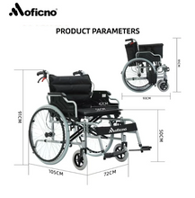 Load image into Gallery viewer, Moficno 56CM Wide Foldable Lightweight Wheelchair for Adult 300lbs Heavy-Duty Folding Transport Self-Propelled
