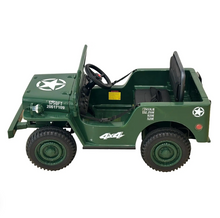 Load image into Gallery viewer, Kids Military Style Electric Jeep 4x4 Ride-On – 12V with Shovel
