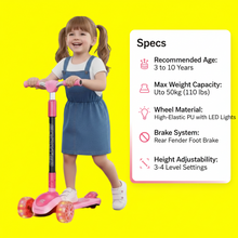 Load image into Gallery viewer, Kids Girls 3-Wheel Glow Manual Scooter Age 3-10
