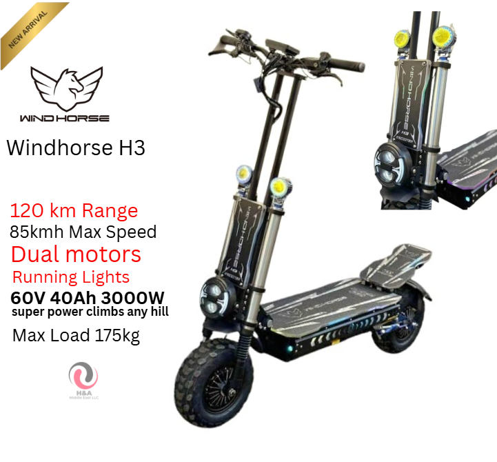 Windhorse H3 Electric Scooter 60V 40Ah 3000W Dual Motor High performance