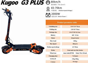 Kugoo G3 Plus Electric Scooter 52V 23Ah 2400W 2025 NEW Version