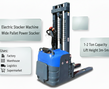 Load image into Gallery viewer, Electric Stacker Machine Wide Pallet Power Stacker 1-2 Ton Lift Height 3m-5m
