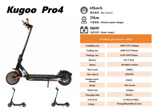 Kugoo Pro 4 Electric scooter 36v 7.8Ah, 350W