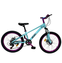 Load image into Gallery viewer, 22-Inch Mountain Bike | 21-Speed | Disc Brakes | Turquoise Blue V-TBC22 Age 9-16 Years
