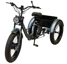 Load image into Gallery viewer, Fat tire Harley Electric Tricycle with 24inch tires removable battery rear storage
