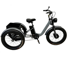 Load image into Gallery viewer, Fat tire Harley Electric Tricycle with 24inch tires removable battery rear storage
