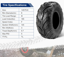 Load image into Gallery viewer, ATV, Go Kart Mini Bike Tires 145/70-6 Tubeless , 4PR, Combo pack 2 Tires
