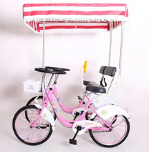 Load image into Gallery viewer, Surrey Quadricycle paddle driving Tandem Bike with two seats canopy roof
