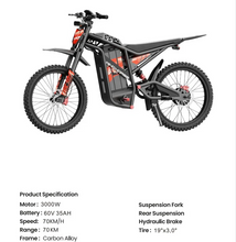 Load image into Gallery viewer, Windhorse Y1 Electric Dirt Bike Best Mid Ranger With 60V 35Ah- Removable Battery 3000W Motor

