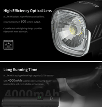 Load image into Gallery viewer, MagicShine Allty 800 Bicycle Front Light Rechargeable Headlight
