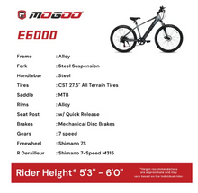 Load image into Gallery viewer, Mogoo E6000 Electric Bike 27.5-Inch – Blue 36V 10.4Ah 350W
