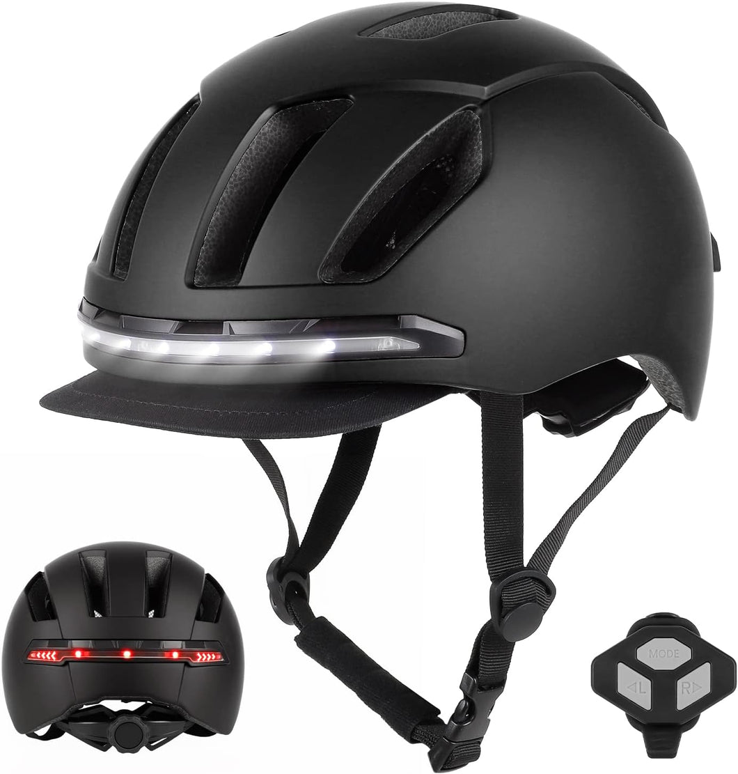 bike helmets in dubai Smart Bicycle Helmet with Front Rear LED Light Detachable Visor and Li – E-Scooter UAE Hub