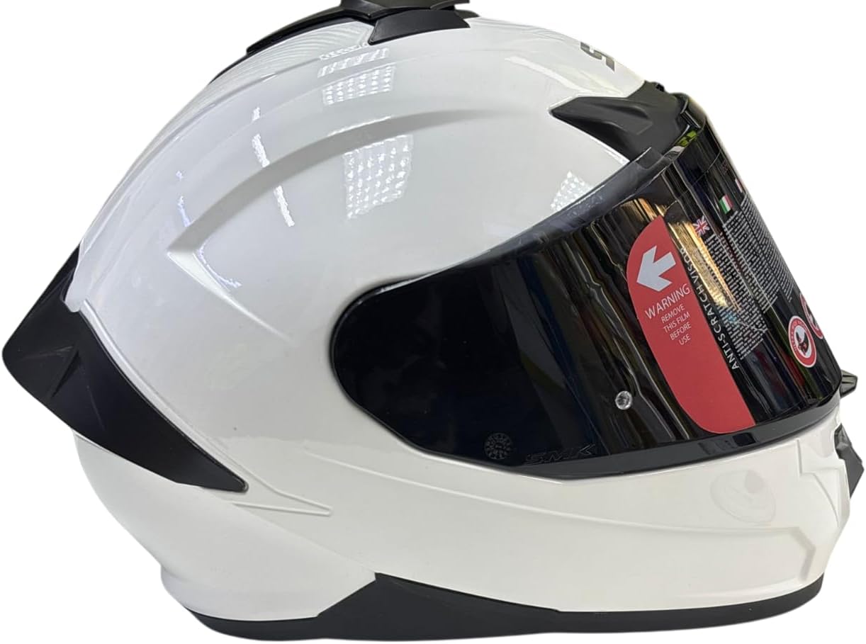 Full Face Motorcycle Helmet, White and Black, DOT Approved – E