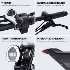 Wind Horse D3 Fat Tyre All Terrain Electric Bike 48V 18Ah 1000W - E-Scooter UAE Hub