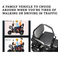 Load image into Gallery viewer, X3B Electric Bicycle Three wheel motorcycle 350W 48V 40KM Range with kids seat
