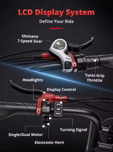 OOKTECH S8 Fat Tyre Mountain Electric Bike 48V 17.5Ah 1000W 55km Range 2025 new model