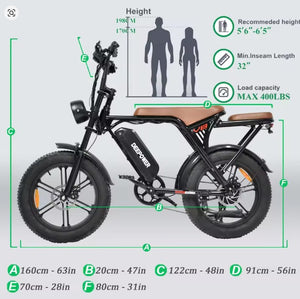 OOKTECH S8 Fat Tyre Mountain Electric Bike 48V 17.5Ah 1000W 55km Range 2025 new model
