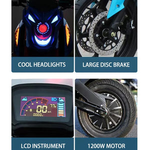Sporty Fast Electric Motorcycle Motor Scooter E Bike for Adults 1000W 72V 20Ah
