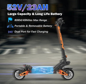 KUGOO Kirin G3 Pro Electric Scooter 52V 23Ah Dual motor 1200W 65Kmh Top Speed - E-Scooter UAE Hub