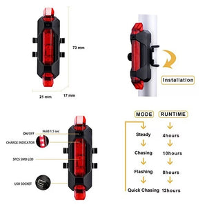 USB Rechargeable Lamp LED Safety Warning Taillight light Pire - E-Scooter UAE Hub