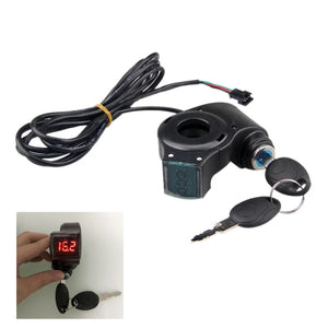 Electric Bicycle Thumb Throttle Voltmeter Digital Battery Voltage Key Switch Power Key Lock Electric Bike Accessories