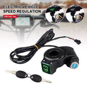 Electric Bicycle Thumb Throttle Voltmeter Digital Battery Voltage Key Switch Power Key Lock Electric Bike Accessories