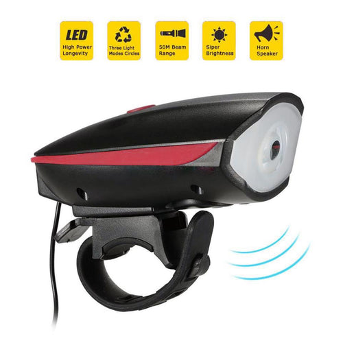Scooter lamp + horn Bicycle e-Scooter LED Head Light Super Horn Electronic Bell Lamp Water Resistant - E-Scooter UAE Hub